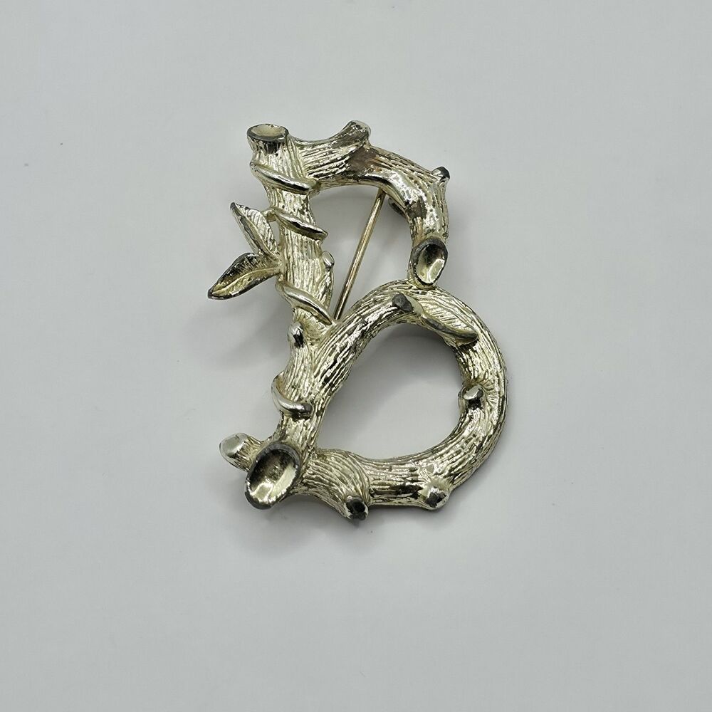 Sarah Coventry 'B' Letter Slivertone Pin 1 1/2" x 1 1/4"